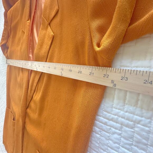 Vintage Danielle B Orange Lined Linen Blazer One-Button Jacket Artsy Size 12-14 - Picture 4 of 7